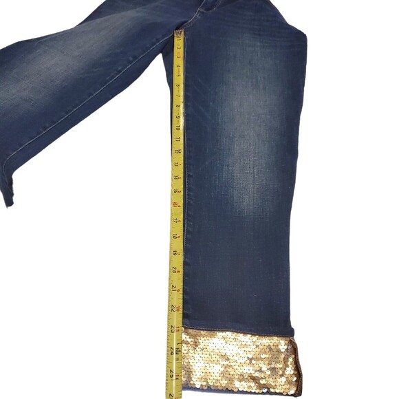 Chico's Womens Boyfriend Ankle Jeans Blue With Emblish Gold Ends Size 4R - Picture 9 of 11